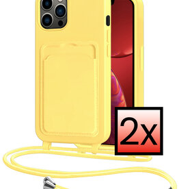 NoXx NoXx iPhone 13 Pro Max Hoesje Pashouder met Koord - Geel - 2 PACK