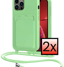 NoXx NoXx iPhone 13 Pro Max Hoesje Pashouder met Koord - Groen - 2 PACK