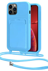 NoXx NoXx iPhone 13 Pro Max Hoesje Pashouder met Koord - Lichtblauw