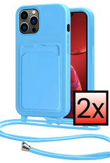 NoXx NoXx iPhone 13 Pro Max Hoesje Pashouder met Koord - Lichtblauw - 2 PACK