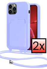 NoXx NoXx iPhone 13 Pro Max Hoesje Pashouder met Koord - Lila - 2 PACK