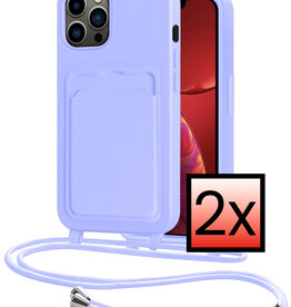 NoXx NoXx iPhone 13 Pro Max Hoesje Pashouder met Koord - Lila - 2 PACK