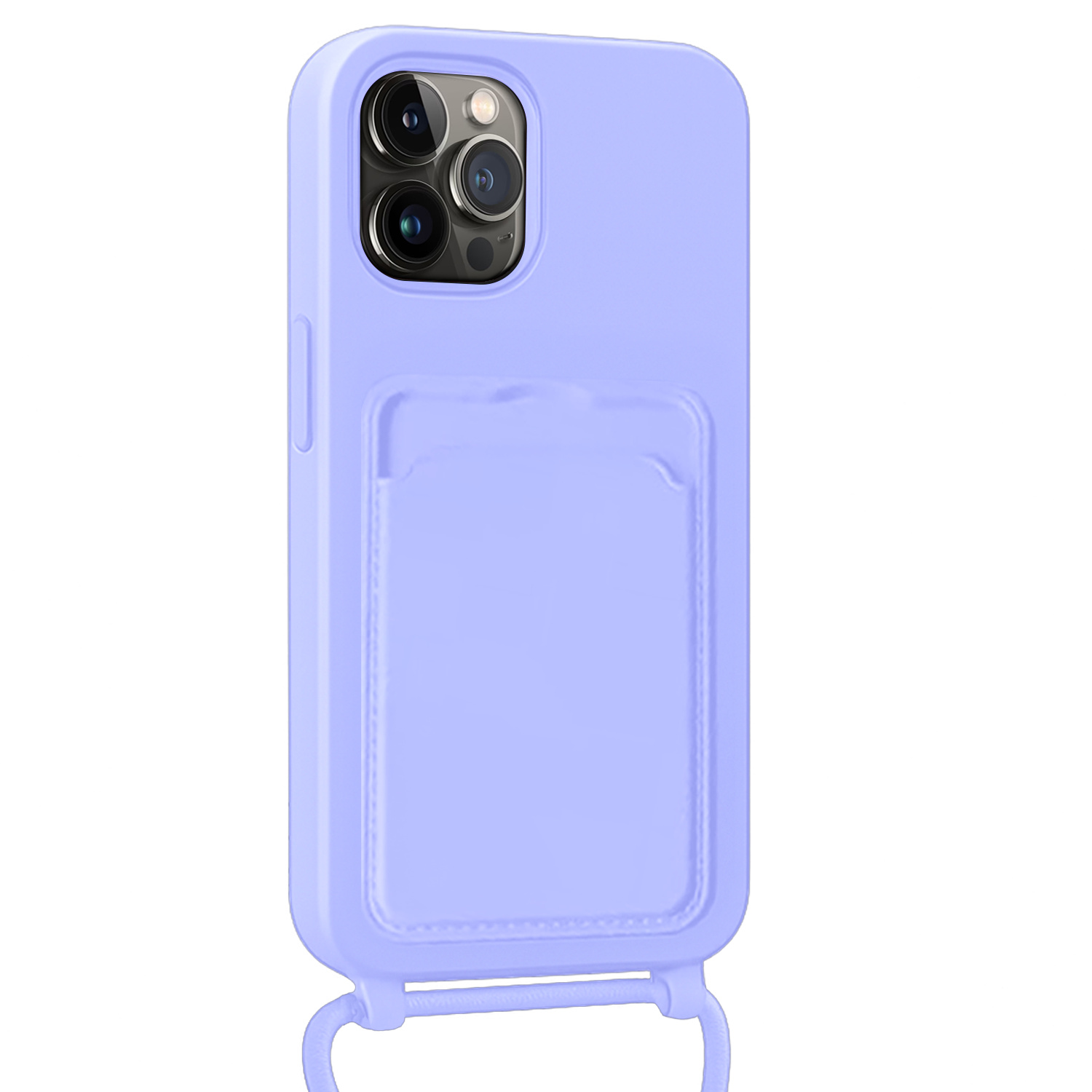 NoXx NoXx iPhone 13 Pro Max Hoesje Pashouder met Koord Met Screenprotector - Lila