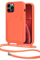 NoXx NoXx iPhone 13 Pro Max Hoesje Pashouder met Koord - Papaya