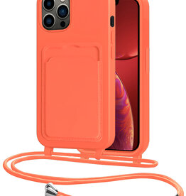 NoXx NoXx iPhone 13 Pro Max Hoesje Pashouder met Koord - Papaya