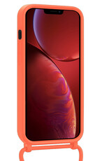 NoXx NoXx iPhone 13 Pro Max Hoesje Pashouder met Koord Met 2x Screenprotector - Papaya