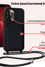 NoXx NoXx iPhone 13 Pro Max Hoesje Pashouder met Koord - Zwart