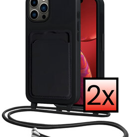 NoXx NoXx iPhone 13 Pro Max Hoesje Pashouder met Koord - Zwart - 2 PACK