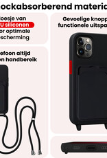 NoXx NoXx iPhone 13 Pro Max Hoesje Pashouder met Koord Met 2x Screenprotector - Zwart
