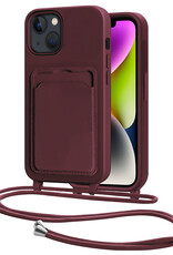 NoXx NoXx iPhone 14 Plus Hoesje Pashouder met Koord - Aubergine