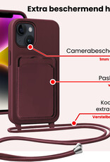 NoXx NoXx iPhone 14 Plus Hoesje Pashouder met Koord - Aubergine