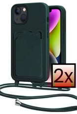 NoXx NoXx iPhone 14 Plus Hoesje Pashouder met Koord - Donkergroen - 2 PACK
