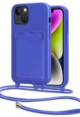 NoXx NoXx iPhone 14 Plus Hoesje Pashouder met Koord - Fel Blauw