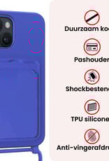 NoXx NoXx iPhone 14 Plus Hoesje Pashouder met Koord - Fel Blauw - 2 PACK