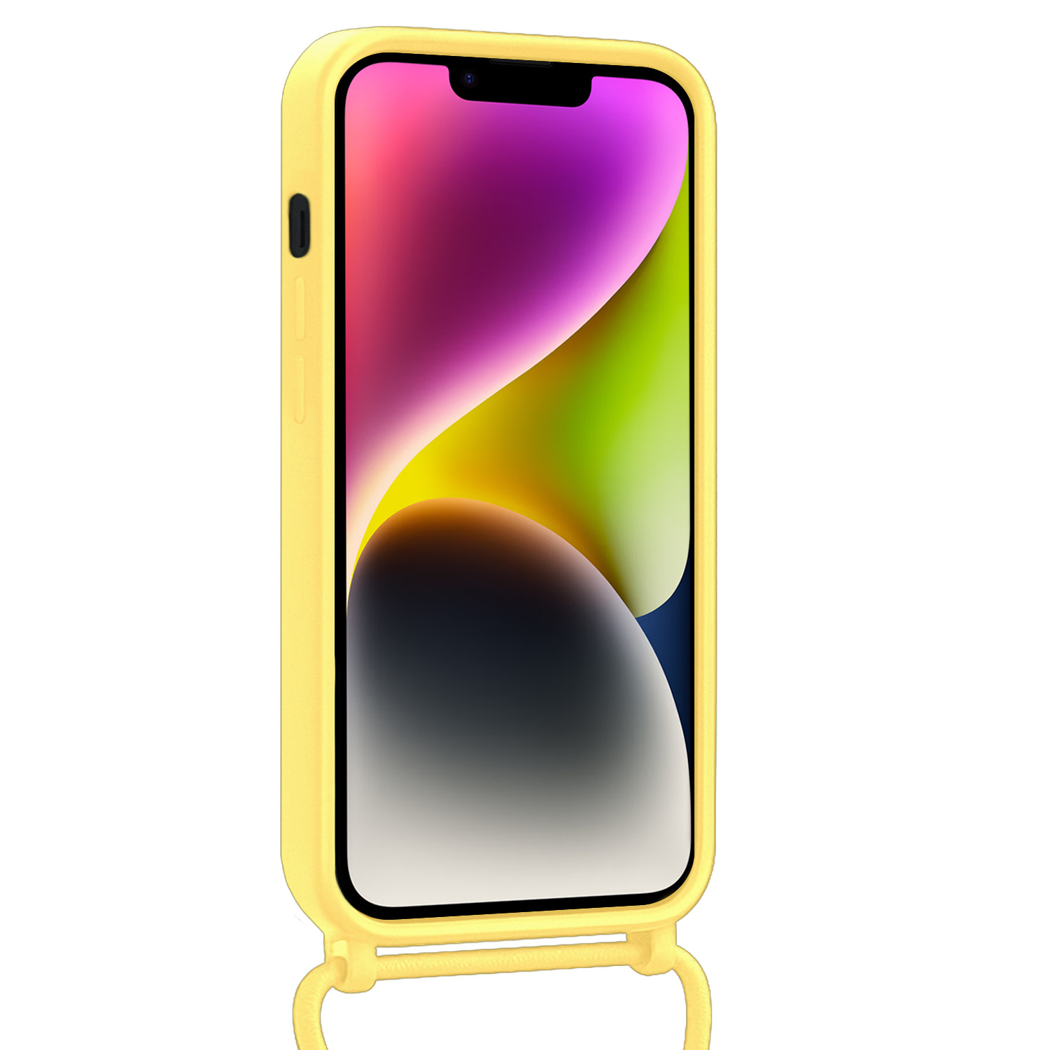 NoXx NoXx iPhone 14 Plus Hoesje Pashouder met Koord - Geel - 2 PACK