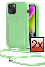 NoXx NoXx iPhone 14 Plus Hoesje Pashouder met Koord - Groen - 2 PACK