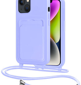NoXx NoXx iPhone 14 Plus Hoesje Pashouder met Koord - Lila