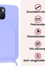 NoXx NoXx iPhone 14 Plus Hoesje Pashouder met Koord - Lila