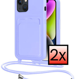 NoXx NoXx iPhone 14 Plus Hoesje Pashouder met Koord - Lila - 2 PACK