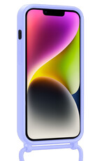 NoXx NoXx iPhone 14 Plus Hoesje Pashouder met Koord Met 2x Screenprotector - Lila