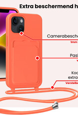 NoXx NoXx iPhone 14 Plus Hoesje Pashouder met Koord - Papaya