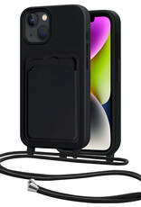 NoXx NoXx iPhone 14 Plus Hoesje Pashouder met Koord - Zwart