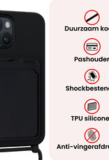 NoXx NoXx iPhone 14 Plus Hoesje Pashouder met Koord - Zwart
