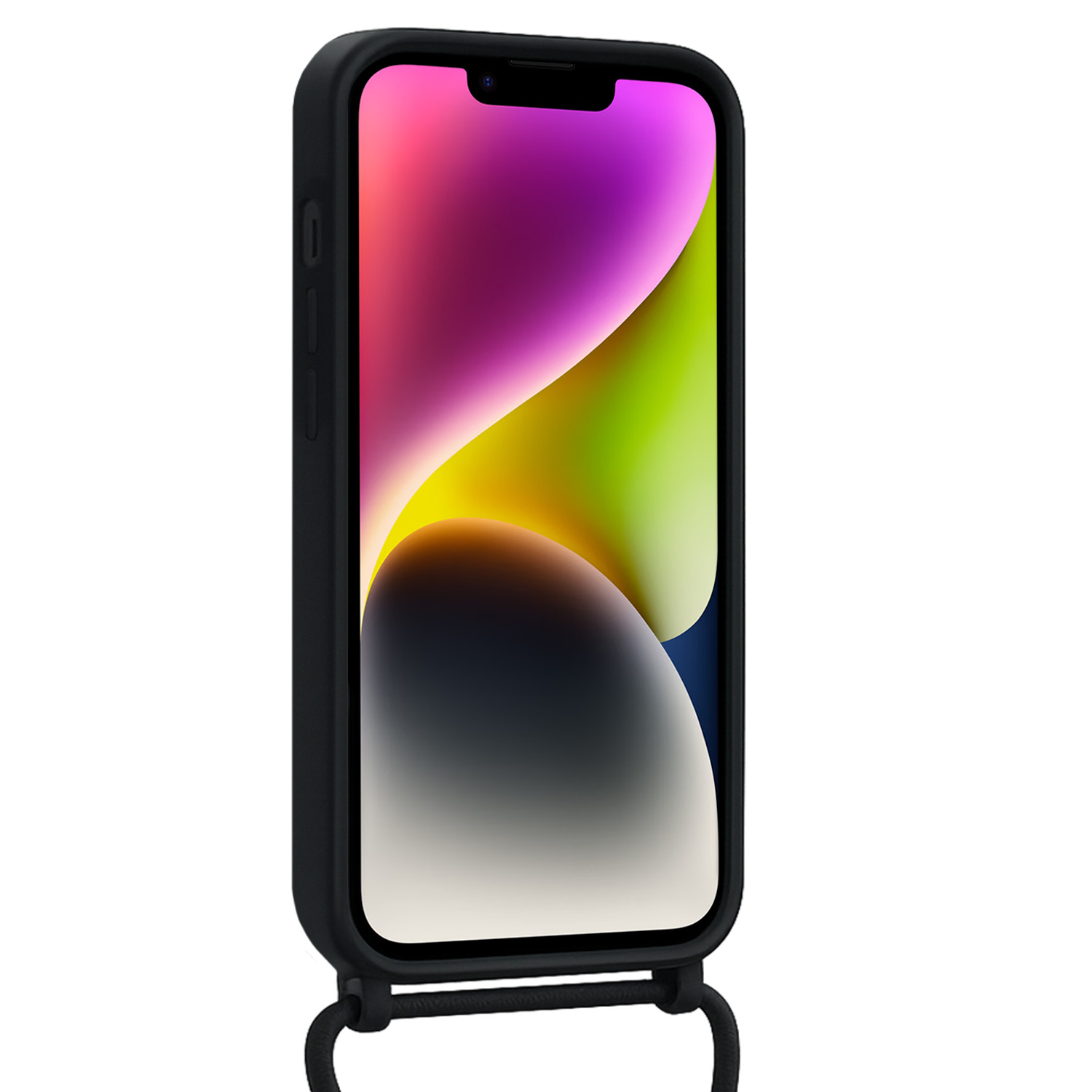 NoXx NoXx iPhone 14 Plus Hoesje Pashouder met Koord - Zwart