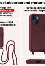 NoXx NoXx iPhone 14 Hoesje Pashouder met Koord - Aubergine - 2 PACK