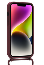 NoXx NoXx iPhone 14 Hoesje Pashouder met Koord - Aubergine - 2 PACK