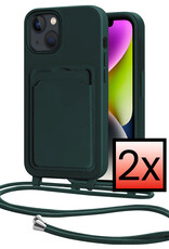 NoXx NoXx iPhone 14 Hoesje Pashouder met Koord - Donkergroen - 2 PACK