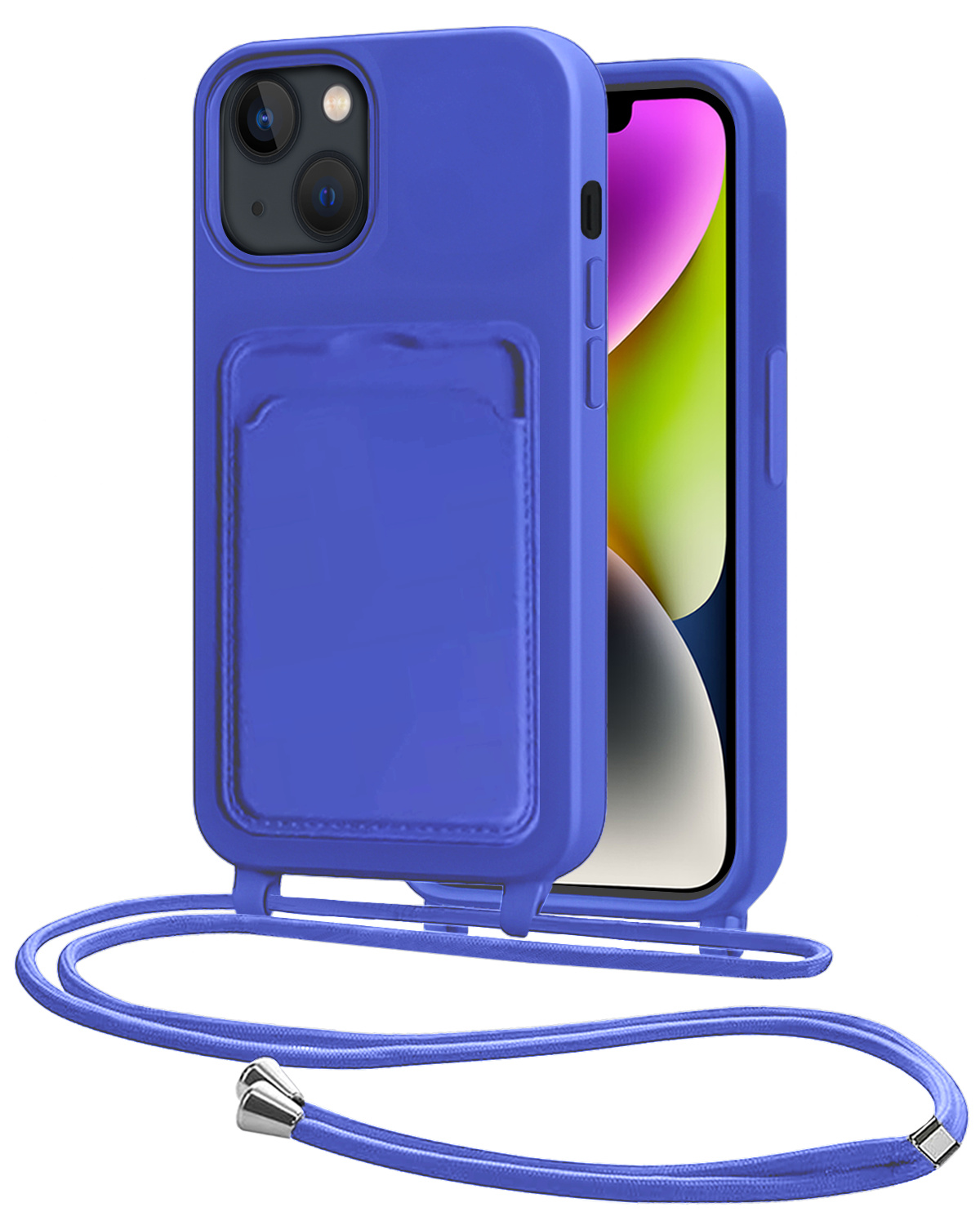 NoXx NoXx iPhone 14 Hoesje Pashouder met Koord - Fel Blauw