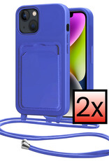 NoXx NoXx iPhone 14 Hoesje Pashouder met Koord - Fel Blauw - 2 PACK