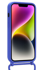NoXx NoXx iPhone 14 Hoesje Pashouder met Koord Met 2x Screenprotector - Fel Blauw