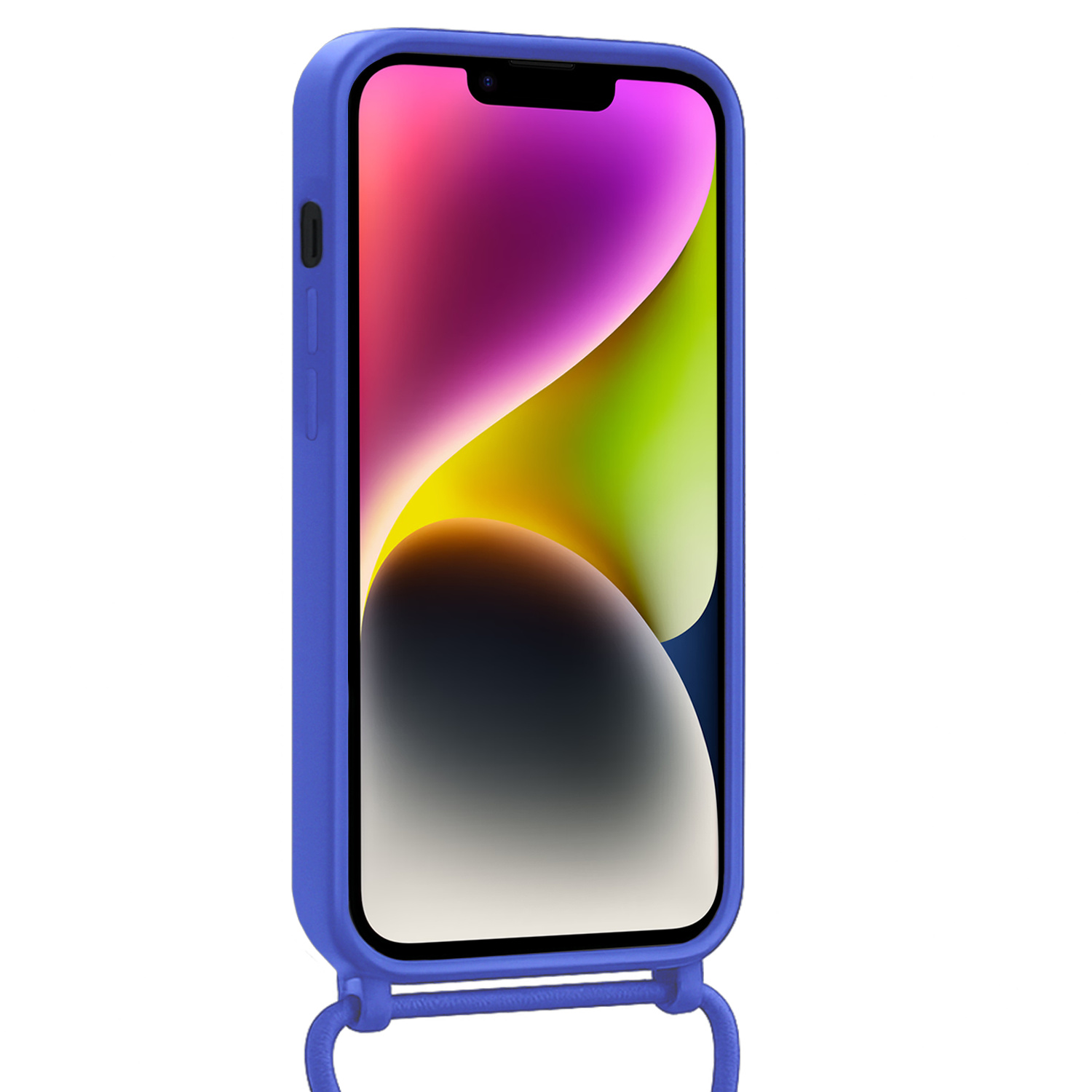 NoXx NoXx iPhone 14 Hoesje Pashouder met Koord Met 2x Screenprotector - Fel Blauw