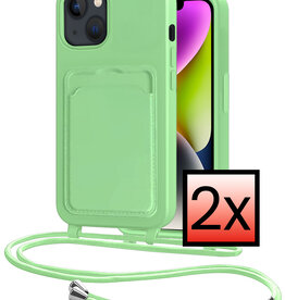 NoXx NoXx iPhone 14 Hoesje Pashouder met Koord - Groen - 2 PACK