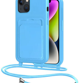 NoXx NoXx iPhone 14 Hoesje Pashouder met Koord - Lichtblauw
