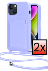 NoXx NoXx iPhone 14 Hoesje Pashouder met Koord - Lila - 2 PACK