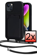 NoXx NoXx iPhone 14 Hoesje Pashouder met Koord - Zwart - 2 PACK