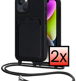 NoXx NoXx iPhone 14 Hoesje Pashouder met Koord - Zwart - 2 PACK