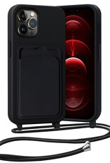 NoXx NoXx iPhone 14 Pro Hoesje Pashouder met Koord Met Screenprotector - Donkergroen