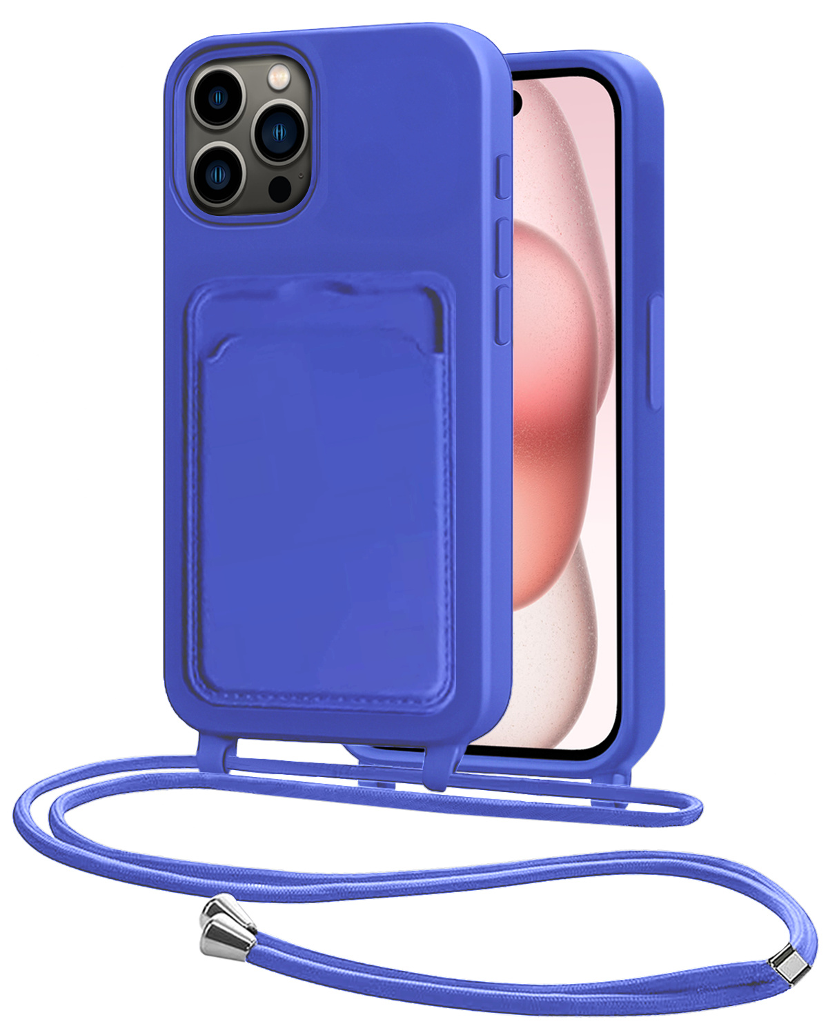 NoXx NoXx iPhone 14 Pro Hoesje Pashouder met Koord - Fel Blauw