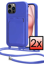 NoXx NoXx iPhone 14 Pro Hoesje Pashouder met Koord - Fel Blauw - 2 PACK