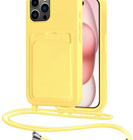 NoXx NoXx iPhone 14 Pro Hoesje Pashouder met Koord - Geel