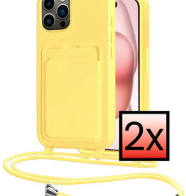 NoXx NoXx iPhone 14 Pro Hoesje Pashouder met Koord - Geel - 2 PACK