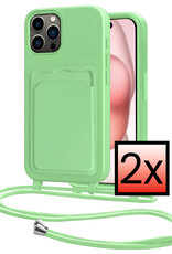 NoXx NoXx iPhone 14 Pro Hoesje Pashouder met Koord - Groen - 2 PACK