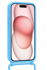 NoXx NoXx iPhone 14 Pro Hoesje Pashouder met Koord Met Screenprotector - Lichtblauw