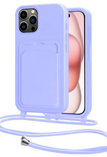 NoXx NoXx iPhone 14 Pro Hoesje Pashouder met Koord - Lila