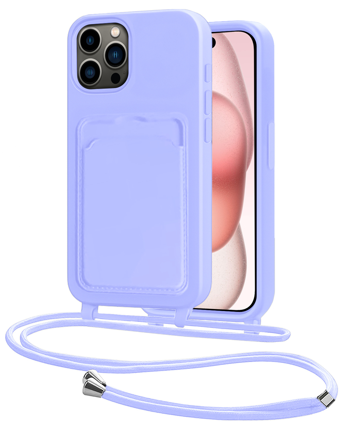 NoXx NoXx iPhone 14 Pro Hoesje Pashouder met Koord - Lila