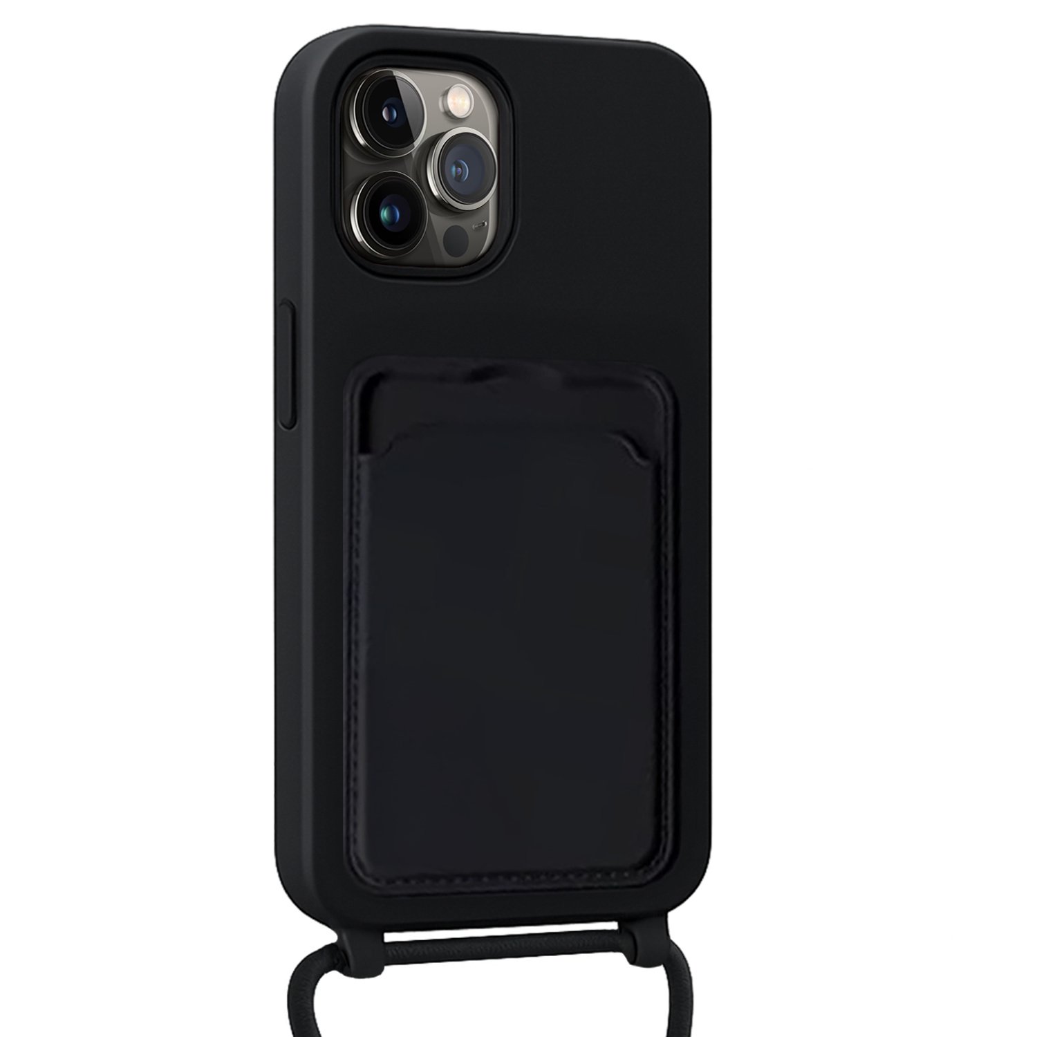 NoXx NoXx iPhone 14 Pro Hoesje Pashouder met Koord - Zwart - 2 PACK
